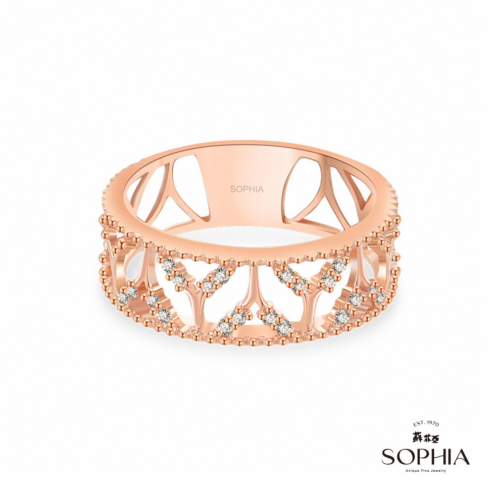 SOPHIA 蘇菲亞珠寶 - ROMANTIC系列 鏤空 14K玫瑰金 鑽石戒指