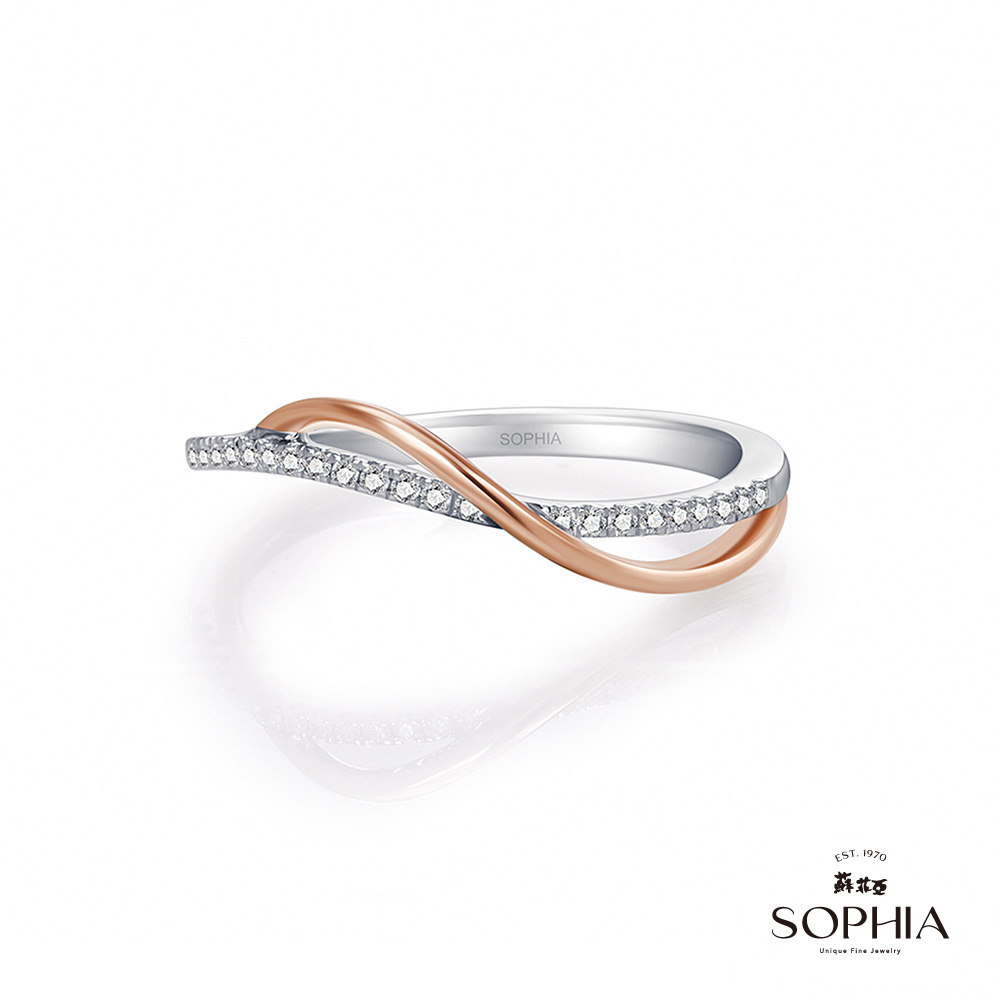 SOPHIA 蘇菲亞珠寶 - 雙色交織 14K雙色(玫瑰金+白金) 鑽石戒指