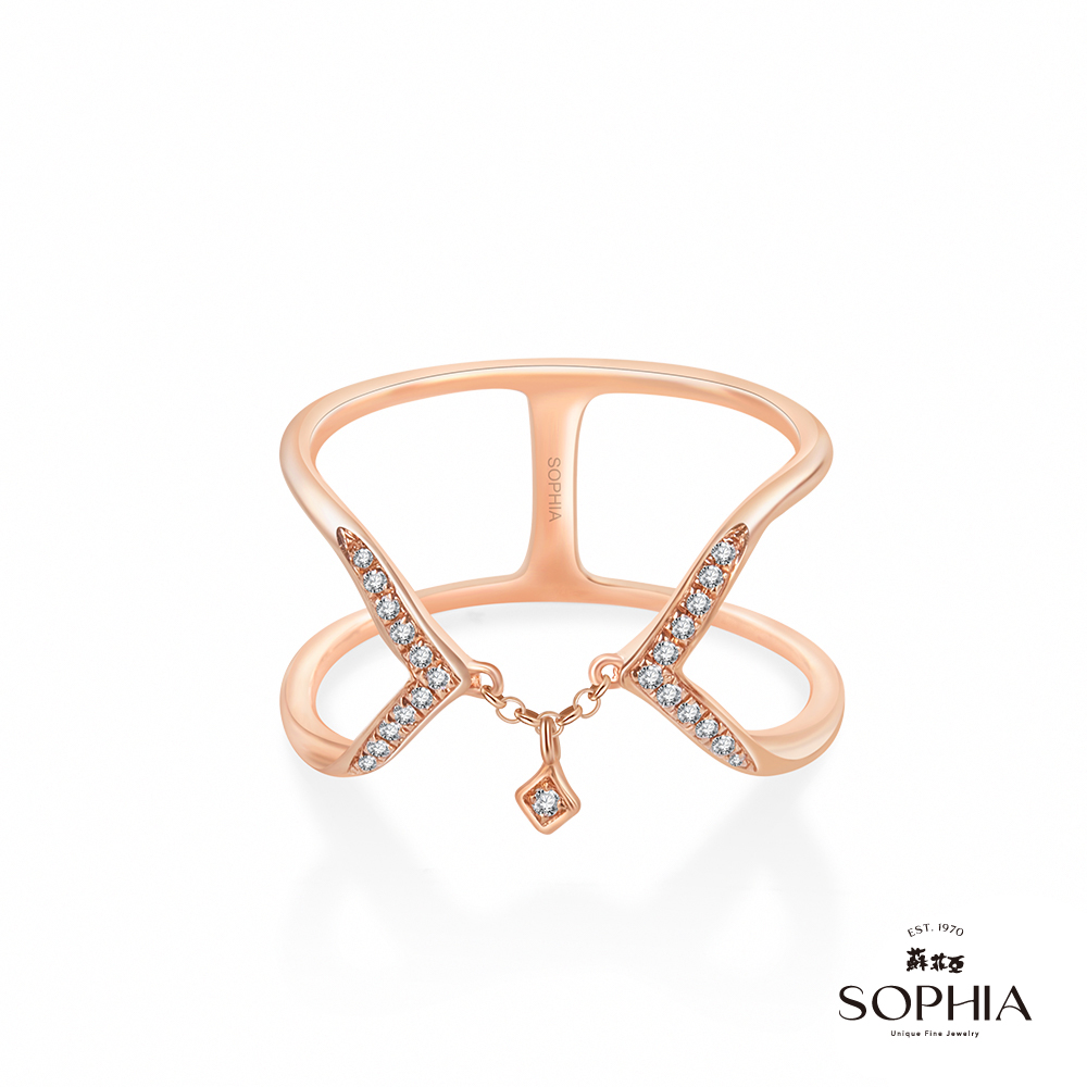 SOPHIA 蘇菲亞珠寶 - Romantic系列-愛的淚滴 9K玫瑰金 鑽石戒指