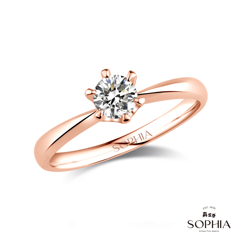 SOPHIA 蘇菲亞珠寶 - 經典六爪 20分 18K玫瑰金 鑽石戒指