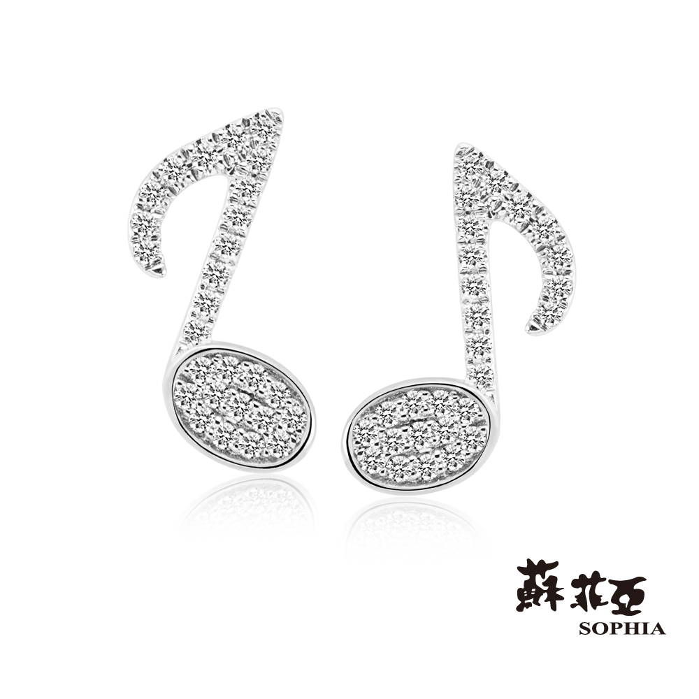 SOPHIA 蘇菲亞珠寶 - 音符 14K白K金 鑽石耳環
