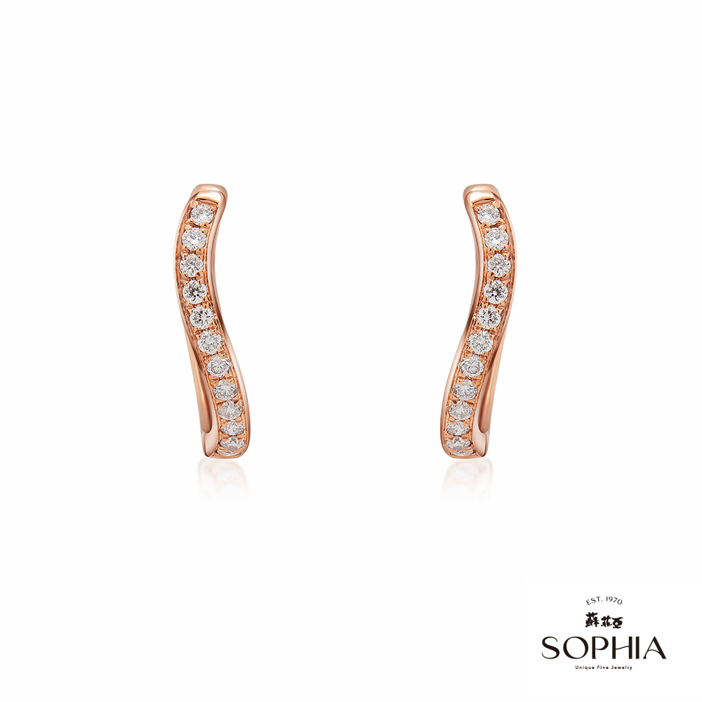 SOPHIA 蘇菲亞珠寶 - 弧線造型 14RK 鑽石耳環
