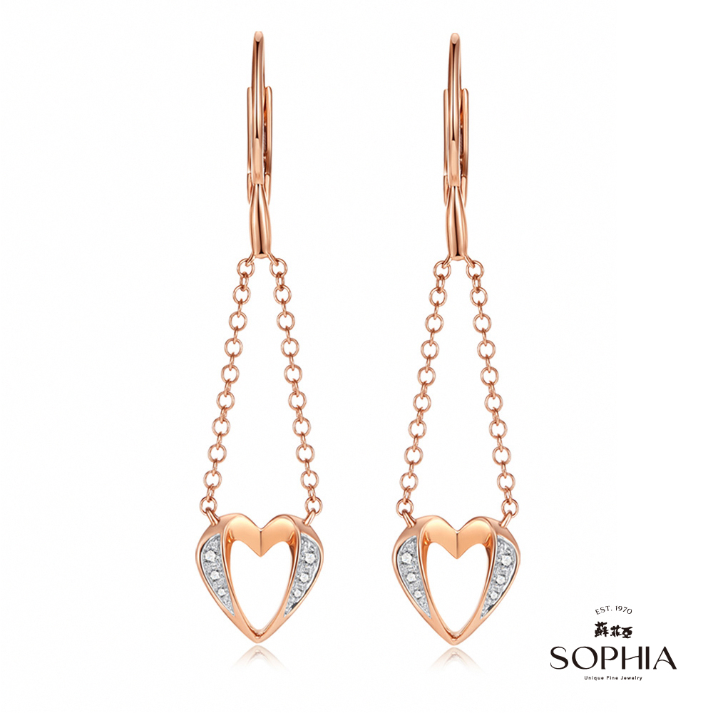 SOPHIA 蘇菲亞珠寶 - 牽心 18K玫瑰金 鑽石耳環
