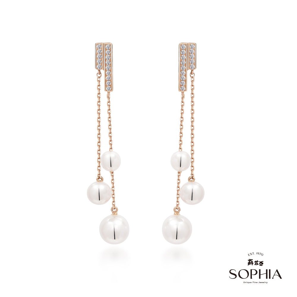 SOPHIA 蘇菲亞珠寶 - 貝絲 14K玫瑰金 珍珠鑽石耳環