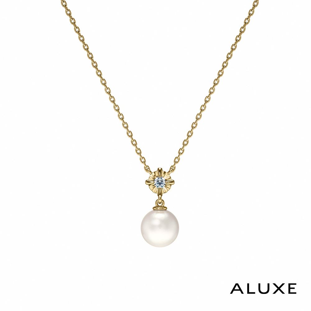 ALUXE 亞立詩 AKOYA淡水珍珠 7~7.5mm 10K金 珍珠單鑽項鍊 珍愛系列 Be charming NN0219