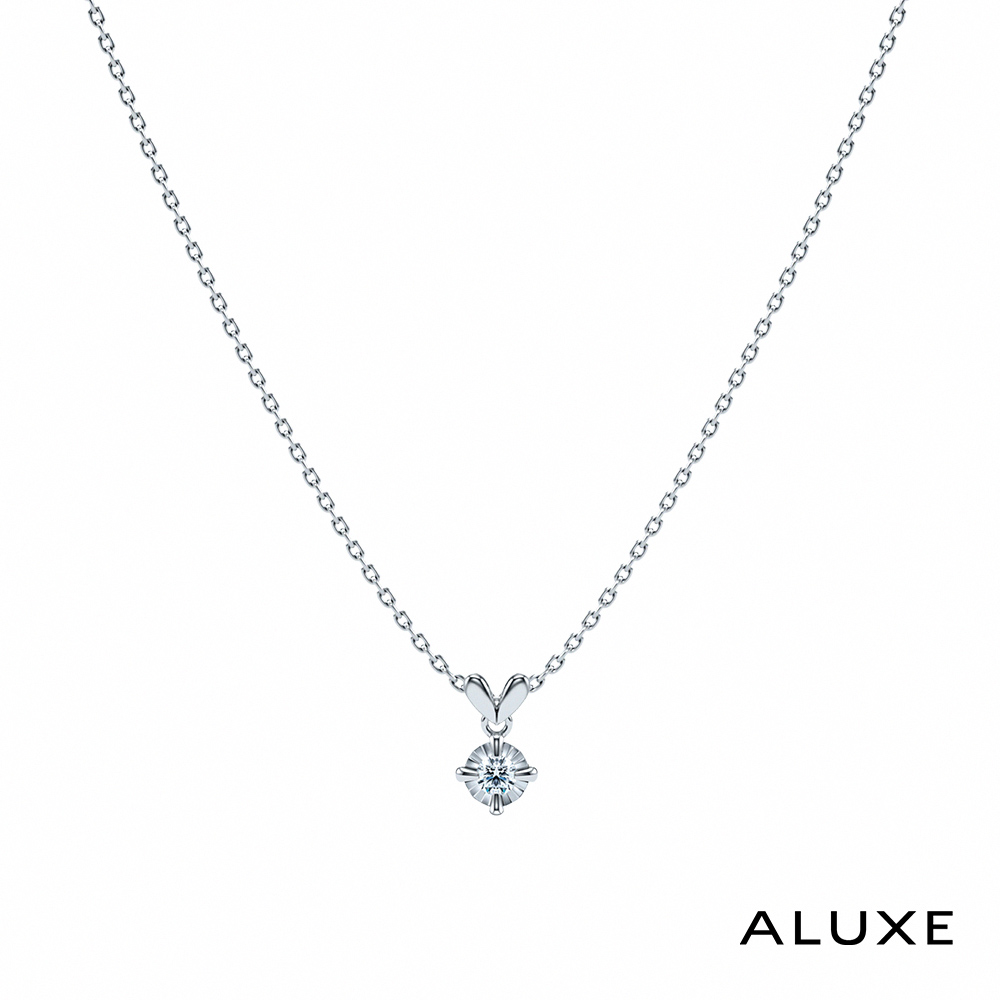 ALUXE 亞立詩 10K金 星光 單鑽鎖骨 鑽石項鍊 NN0209