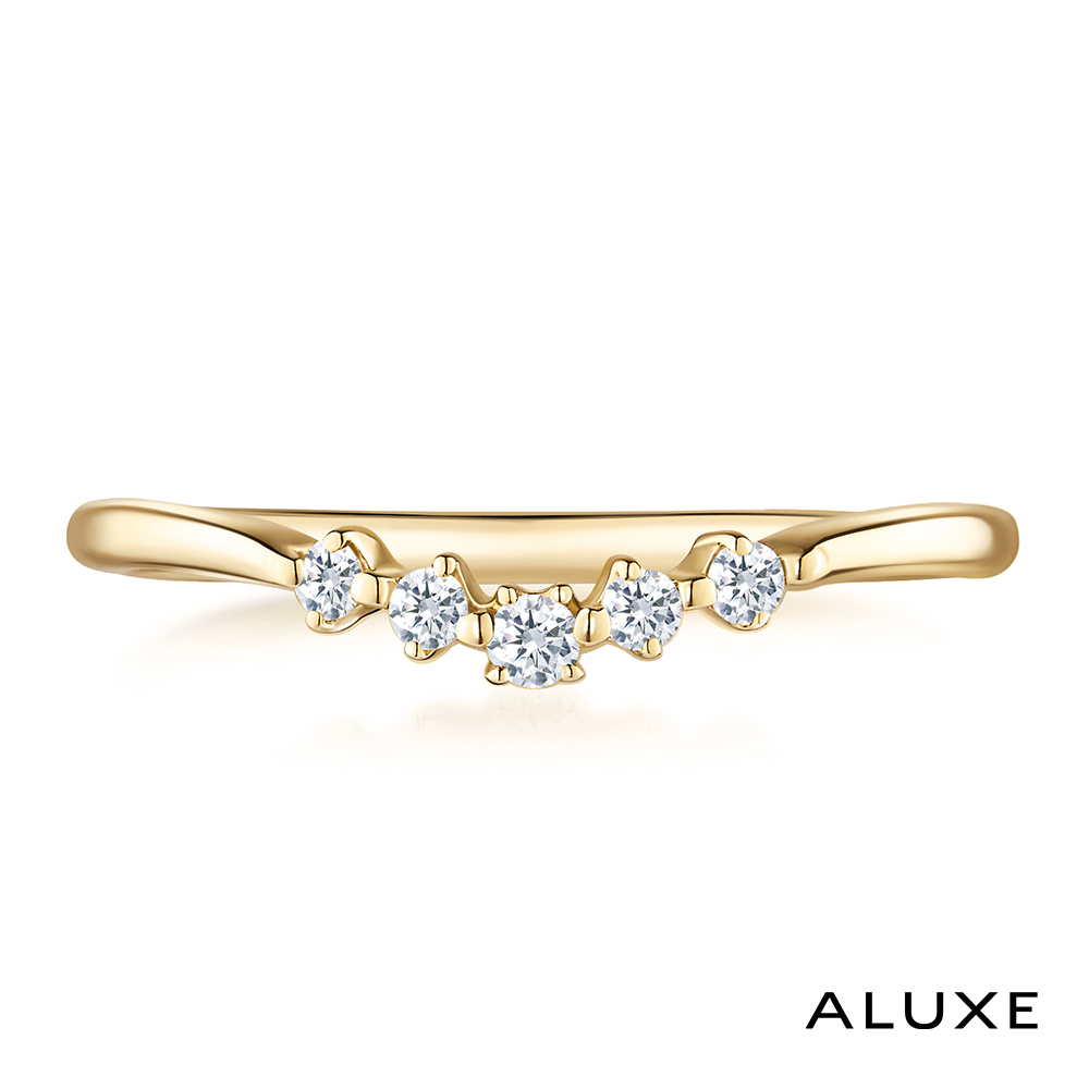 ALUXE 亞立詩 10K金 鑽石戒指 微笑曲線 Shine系列 RW0210