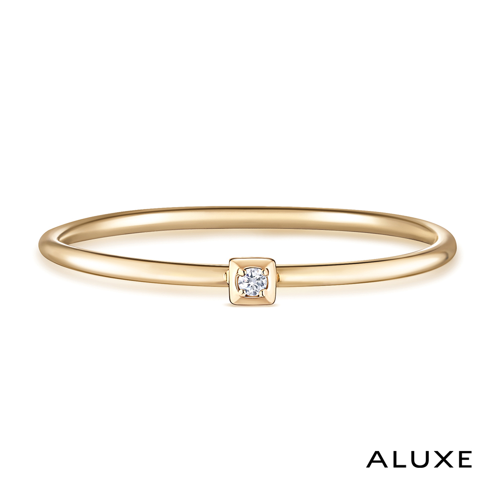 ALUXE 亞立詩 10K金 鑽石戒指 極簡方 方形 RW0206