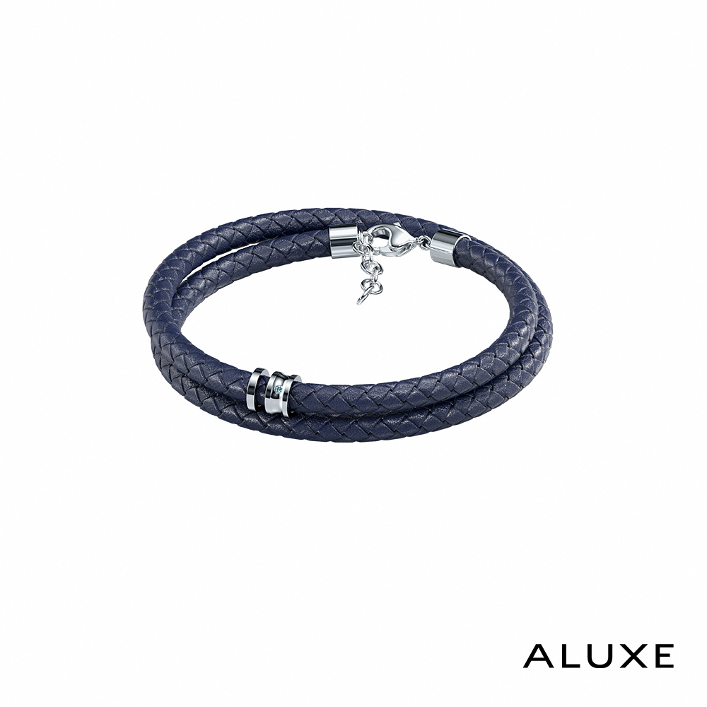 ALUXE 亞立詩 10K金 藍鑽皮繩手環 戀人系列 BR0868