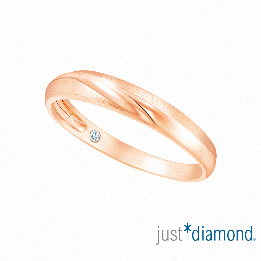 【Just Diamond】18K玫瑰金鑽石戒指 深情依戀(寬)對戒 男戒