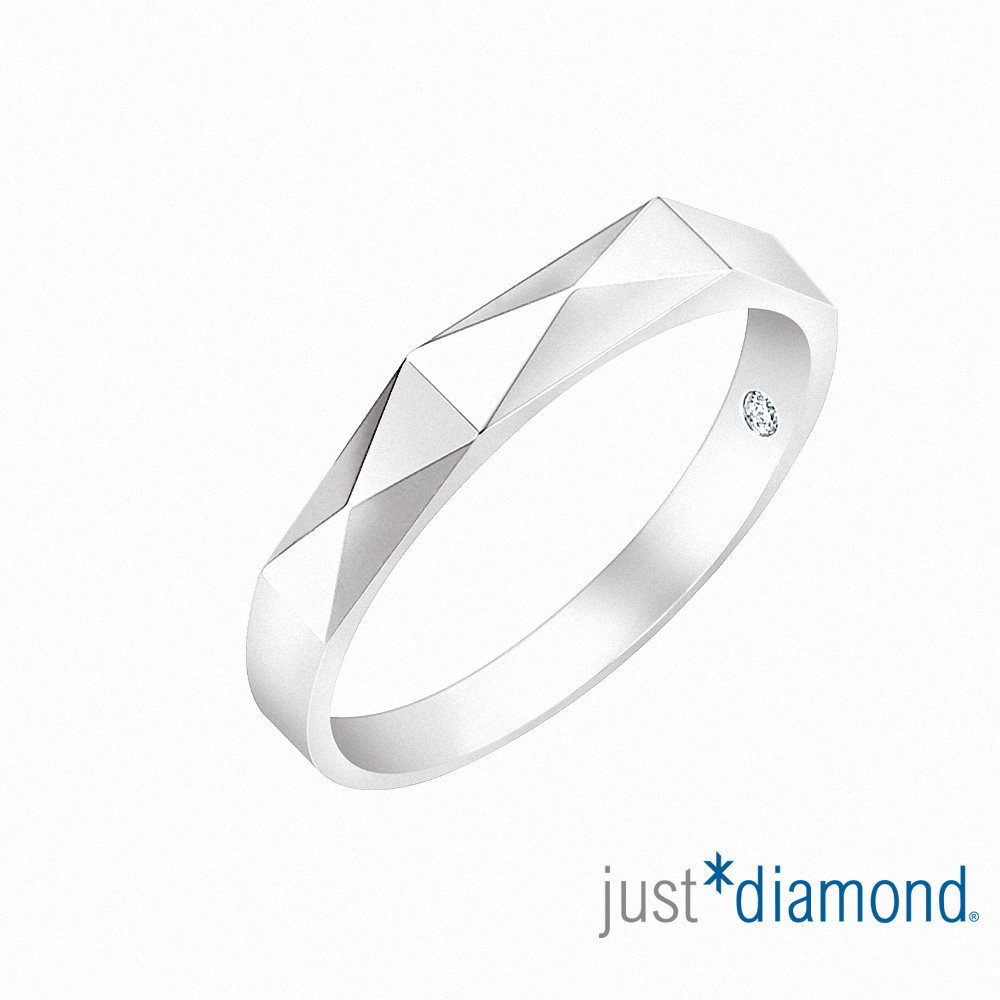 【Just Diamond】18K金鑽石戒指 兩心相悅(寬)對戒 男戒