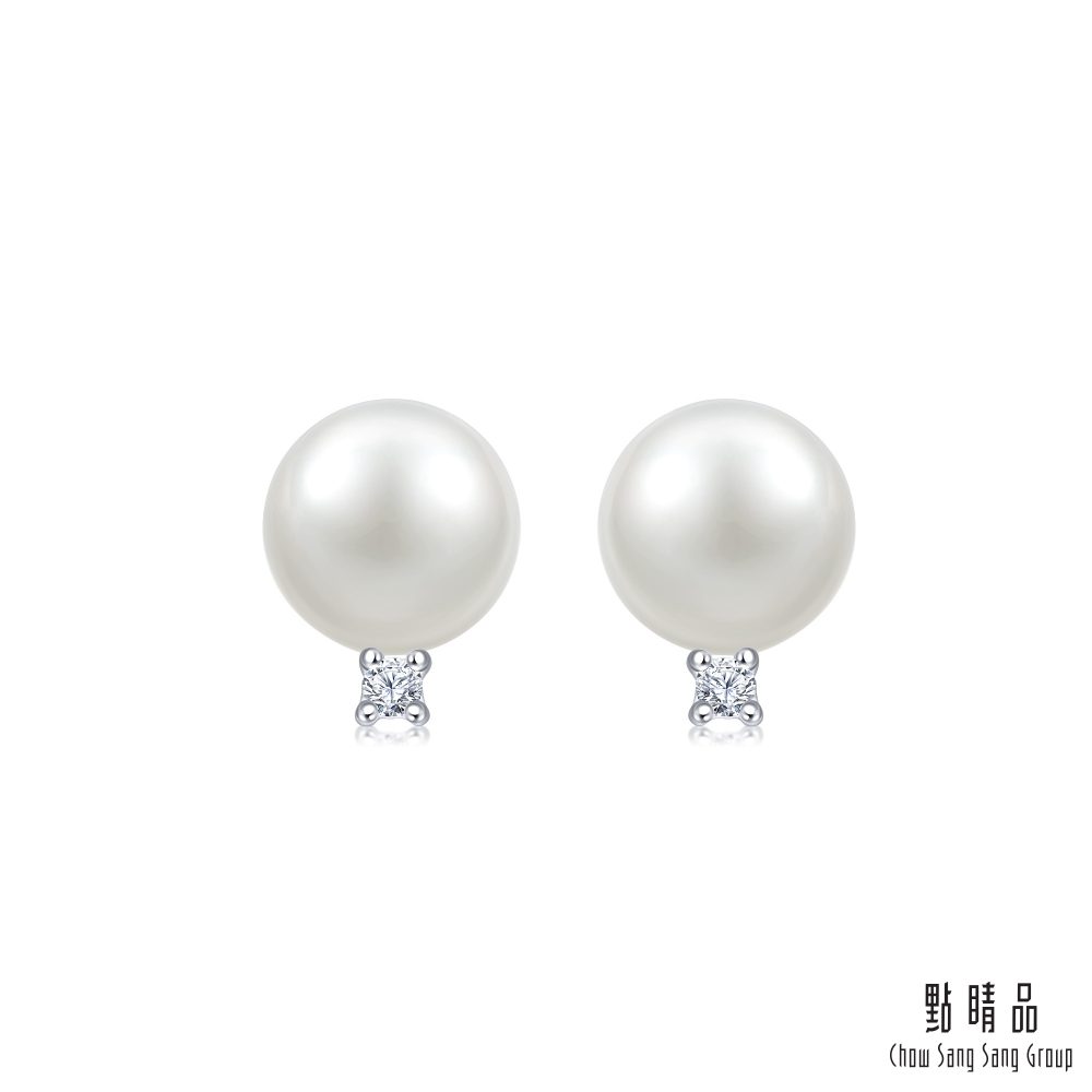 點睛品 La Pelle 日本AKOYA珍珠18K金鑽石耳環 一對(6mm)