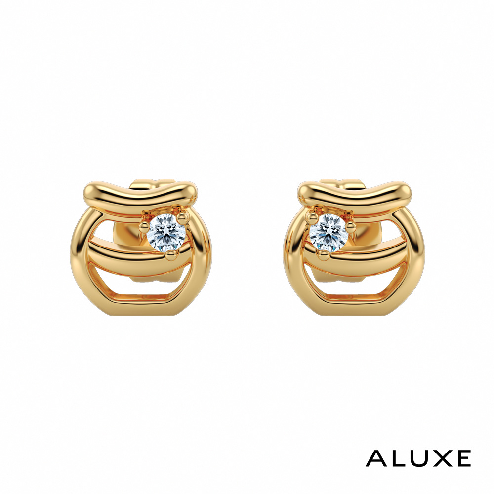 ALUXE亞立詩 小熊維尼 Honey系列10K鑽石耳環(單只)