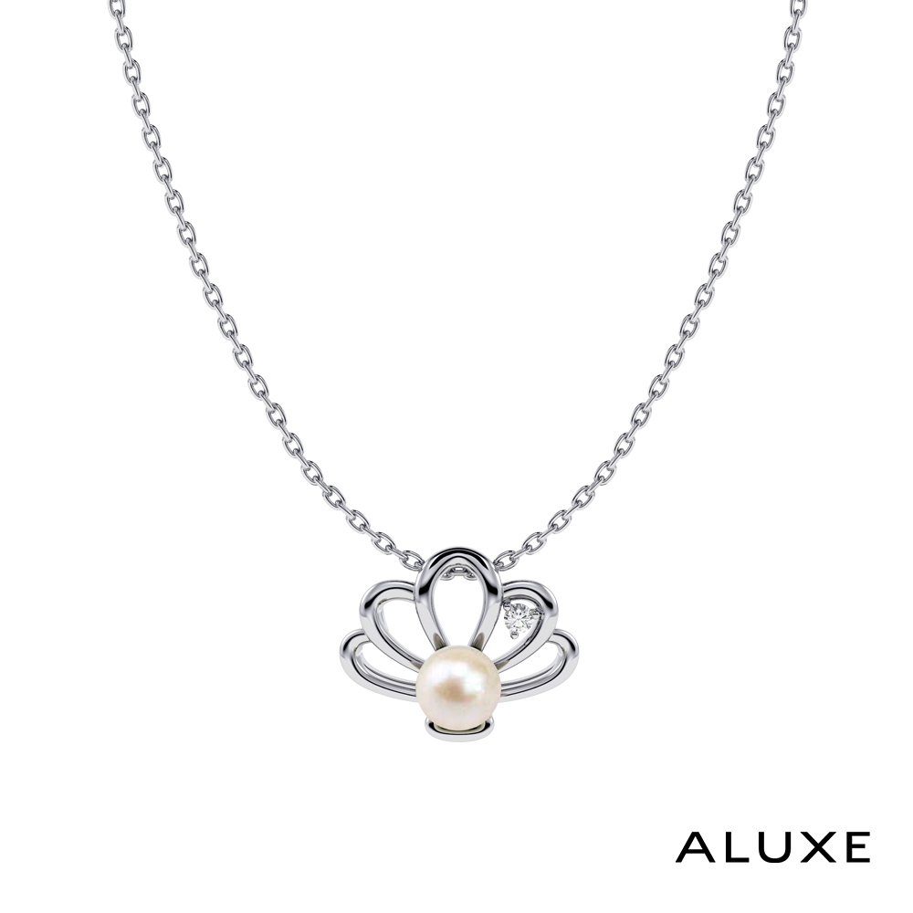 【ALUXE 亞立詩】迪士尼 10K金 氣質貝殼 天然珍珠 淡水珠 造型項鍊 小美人魚