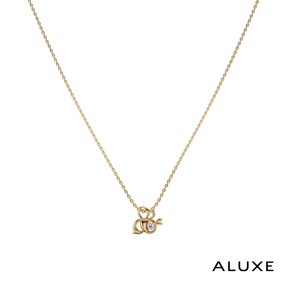 【ALUXE 亞立詩】迪士尼 10K金 蜜蜂造型 鑽石 項鍊 小熊維尼