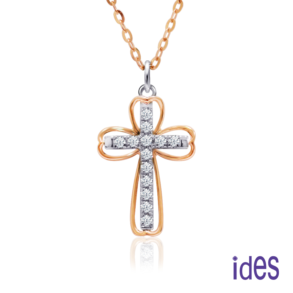 ides愛蒂思 日系輕珠寶14K玫瑰金系列鑽石項鍊鎖骨鍊/愛的信仰