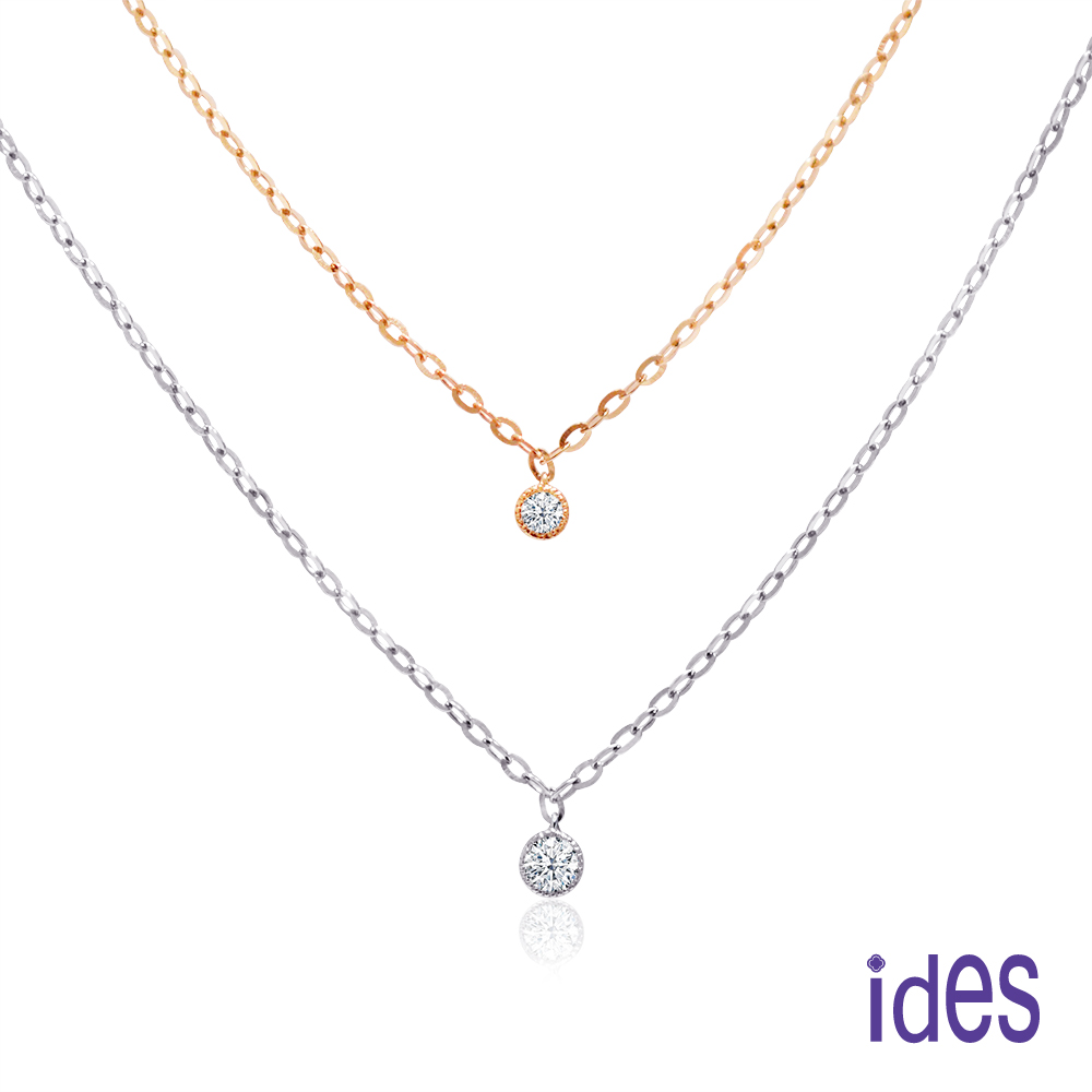ides愛蒂思 日系輕珠寶14K玫瑰金系列鑽石項鍊鎖骨鍊/與愛相隨