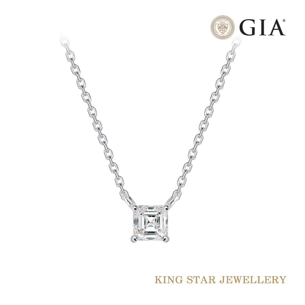 King Star GIA 30分Dcolor 18K金 方形祖母綠鑽石套鍊(方形花式車工/ 2Excellent極優車工)