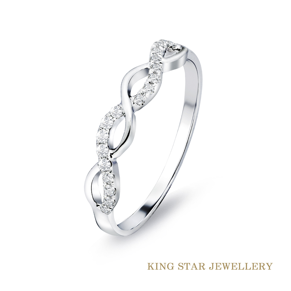 King Star 無限交織18K金鑽石線戒(嚴選無色等級美鑽)