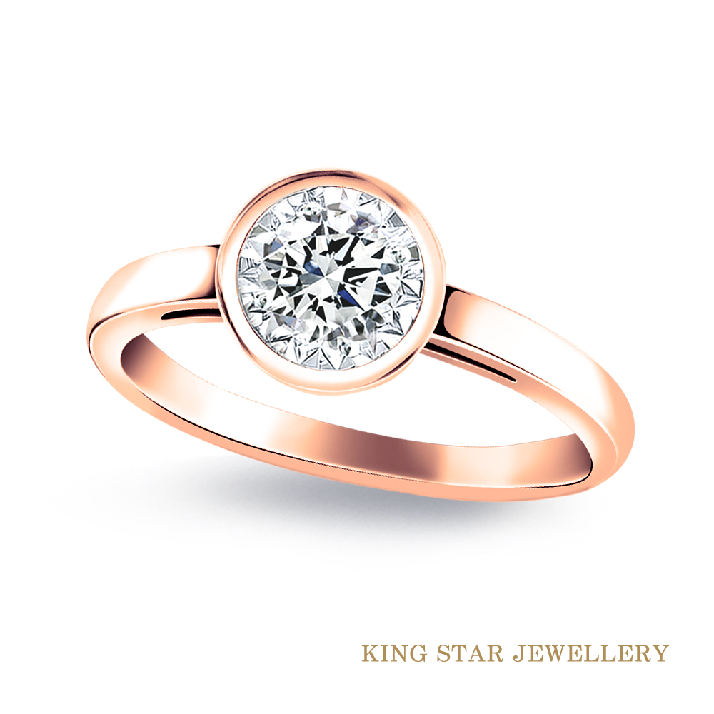 King Star 30分 D color 泡泡18K玫瑰金鑽石戒指(3 Excellent極優 八心八箭)