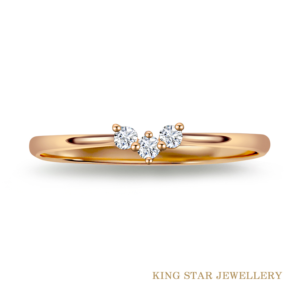 King Star V型鑽石18K玫瑰金戒指 (日系輕珠寶)