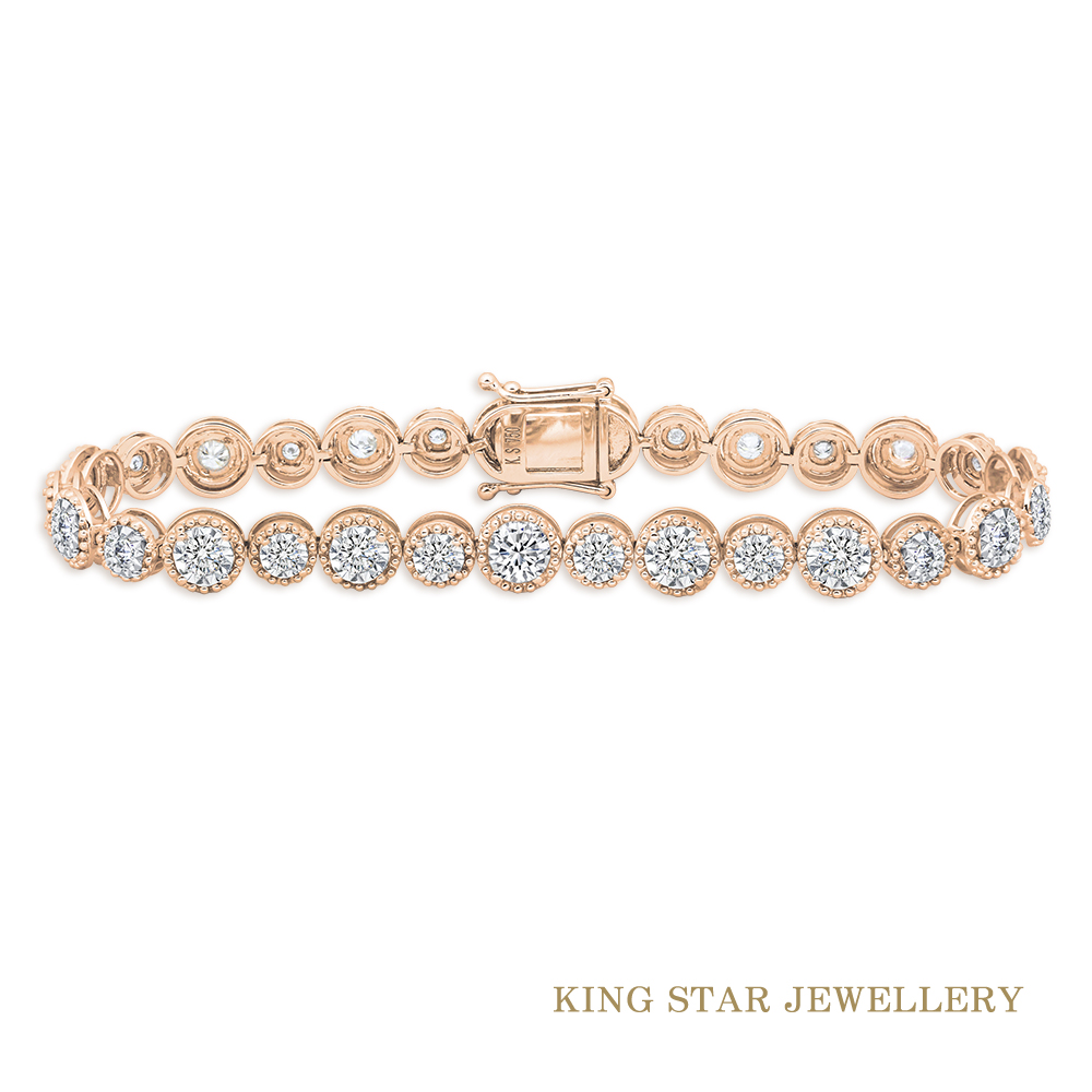 King Star 1.8克拉 Dcolor 18K玫瑰金 完美滿鑽鑽石手鍊