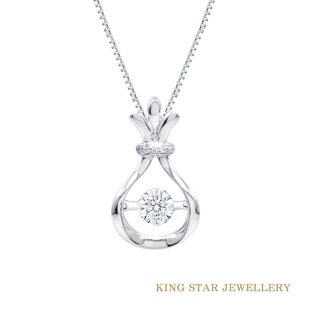King Star 18K金 天然鑽石項鍊 搖滾熱帶靈動鑽墜