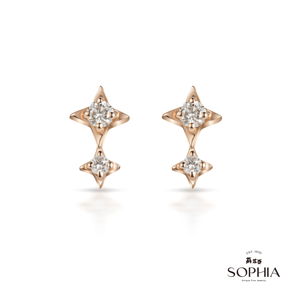 SOPHIA 蘇菲亞珠寶 - 芙蕾雅 14K玫瑰金 鑽石耳環
