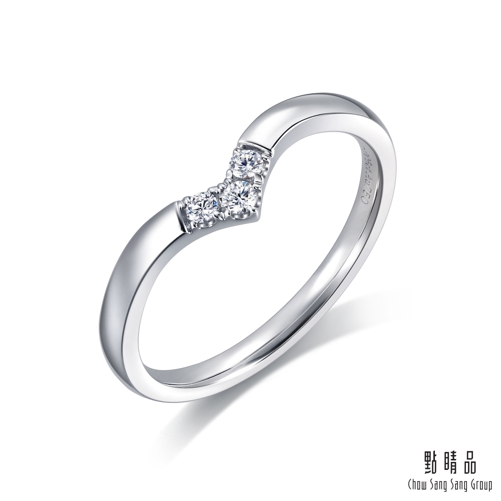 點睛品 Promessa 小皇冠系列 V型簡約 18K金鑽石戒指(女戒)