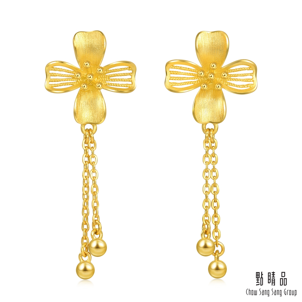 點睛品 桂花 婚嫁黃金耳環 計價黃金(一對)