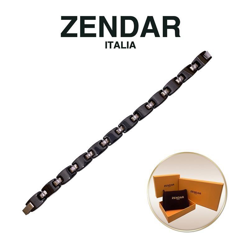 ZENDAR 4顆純鍺 健康鈦鍺黑陶瓷長方手鍊(M號 20556)