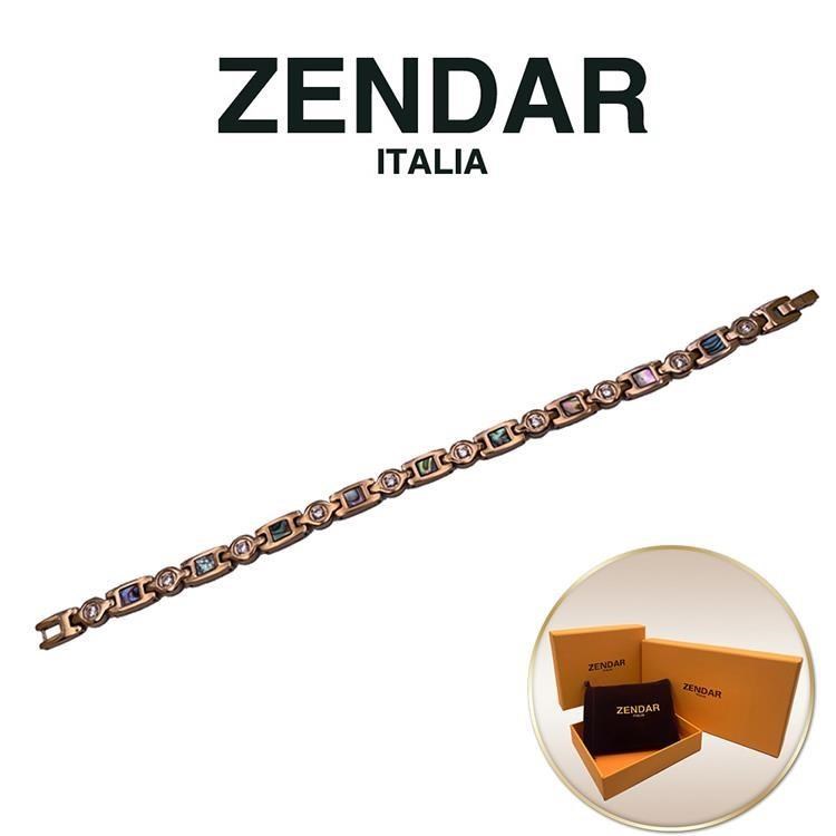 ZENDAR 4顆純鍺 健康鈦鍺白鋼玫瑰金磁石手鍊(M號 21851)