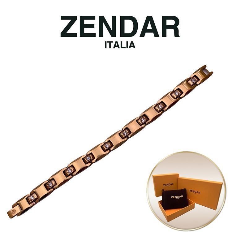 ZENDAR 4顆純鍺 健康鈦鍺鎢鋼玫瑰金色手鍊(S號 21025)