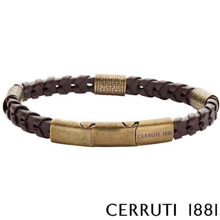 【Cerruti 1881】限量2折 經典不鏽鋼皮革手環 全新專櫃展示品(CB0603)