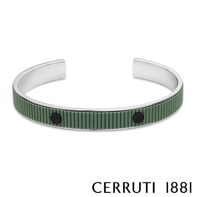 【Cerruti 1881】限量2折 經典不鏽鋼皮革手環 全新專櫃展示品(CB3402)