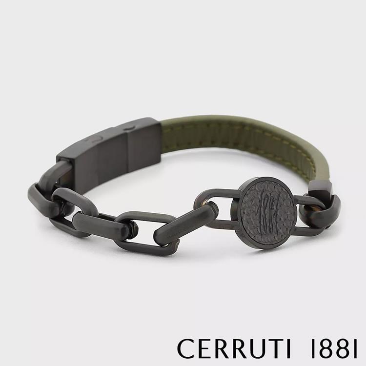 【Cerruti 1881】限量2折 經典不鏽鋼皮革手環 全新專櫃展示品(CB6204)