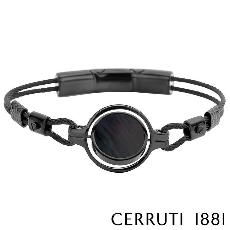 【Cerruti 1881】限量2折 經典不鏽鋼雙繩皮革手環 全新專櫃展示品(CB6302)