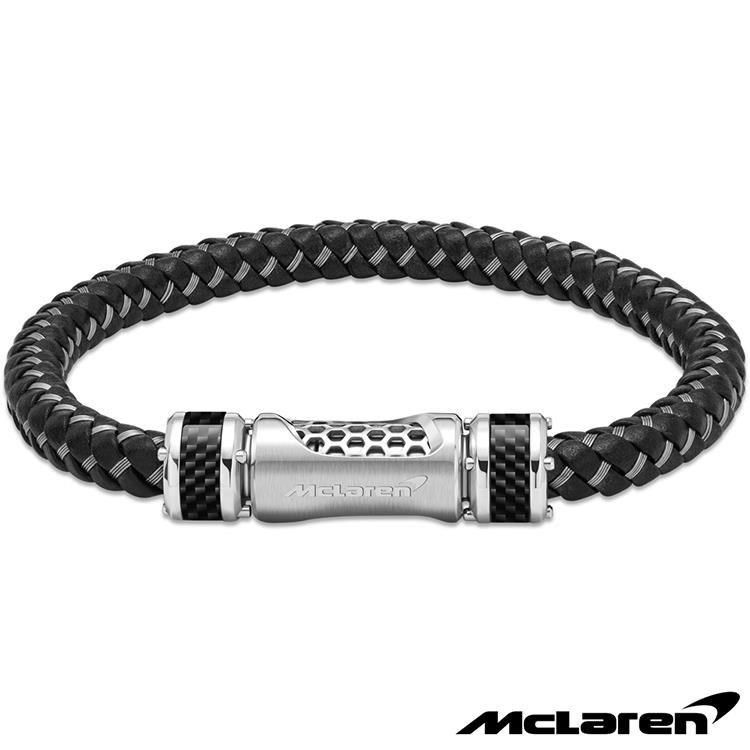 McLaren 限量2折 頂級英國超跑不銹鋼碳纖維真皮手環 全新專櫃展示品(MG0504)