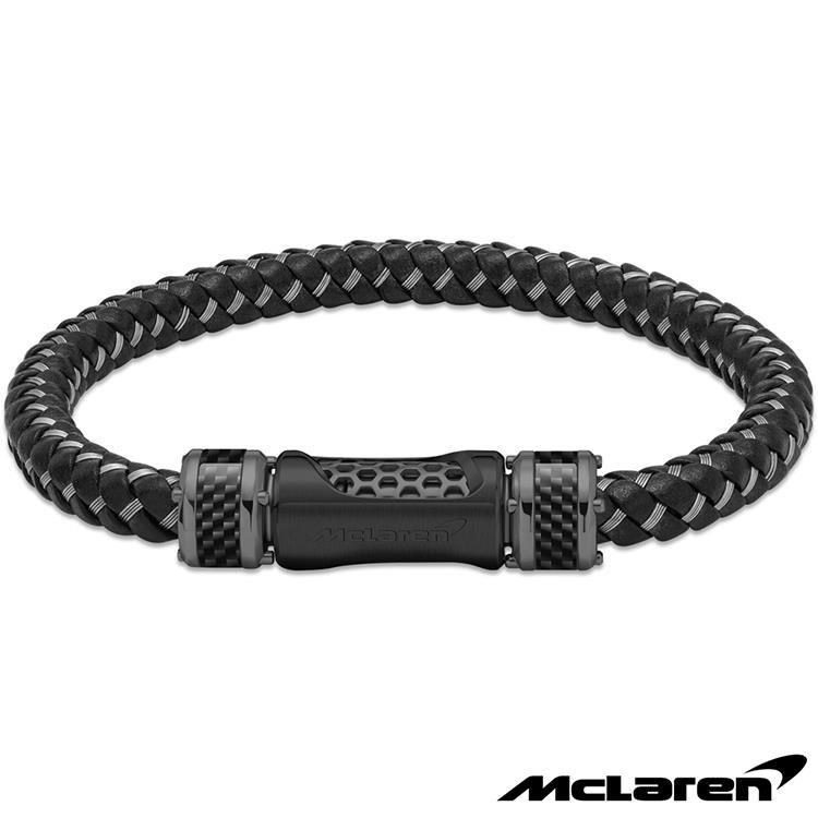 McLaren 限量2折 頂級英國超跑不銹鋼碳纖維真皮手環 全新專櫃展示品(MG0505)