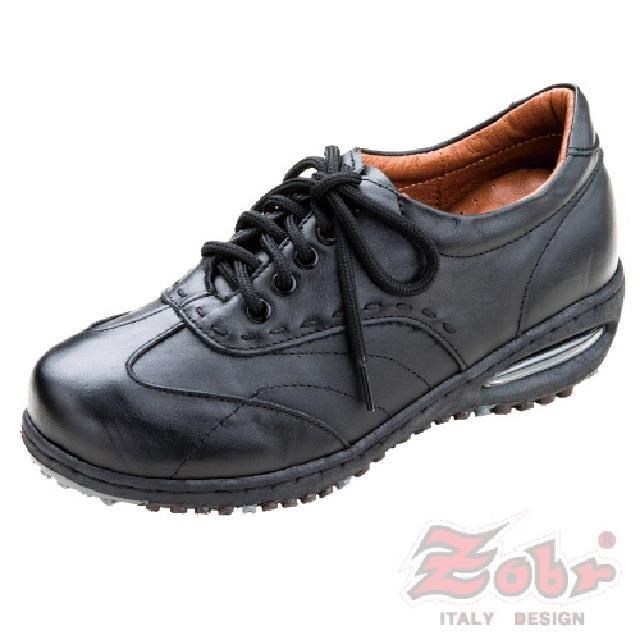 ZOBR路豹 真皮雙彈力氣墊休閒鞋黑款 BB725