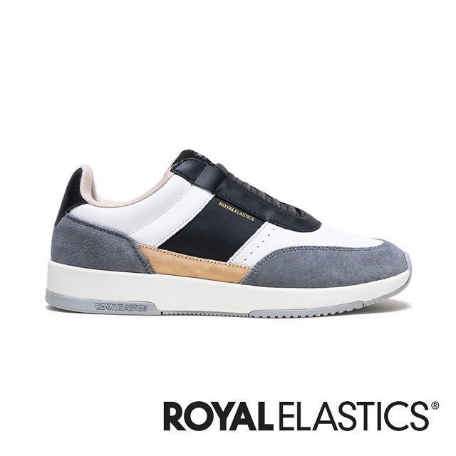 ROYAL ELASTICS CROWN LUX 白黑灰真皮運動休閒鞋 (男) 07543-093
