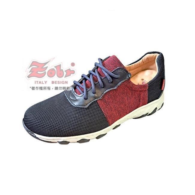ZOBR路豹 運動式厚底休閒氣墊鞋(黑紅) DD167