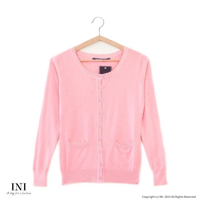 【INI】四季可穿、舒適實穿針織外套．粉色