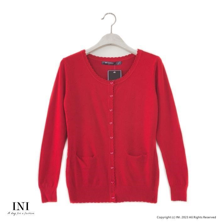 【INI】四季可穿、舒適實穿針織外套．紅色