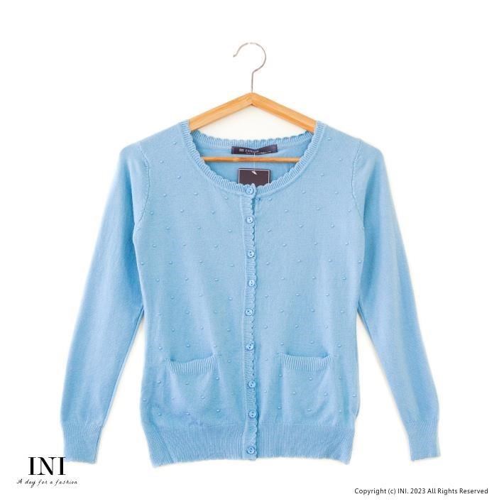 【INI】四季可穿、舒適實穿針織外套．水藍色