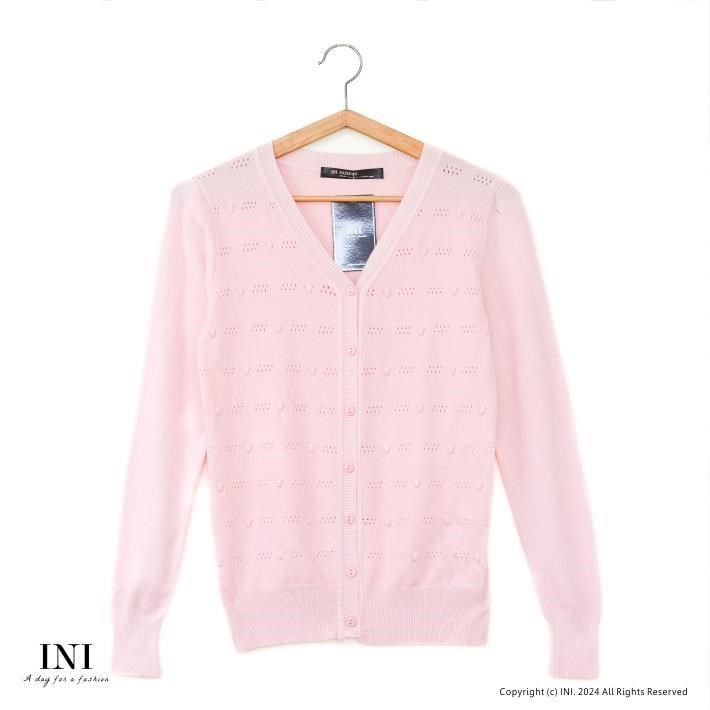 【INI】清新溫柔、好穿百搭針織外套．粉色