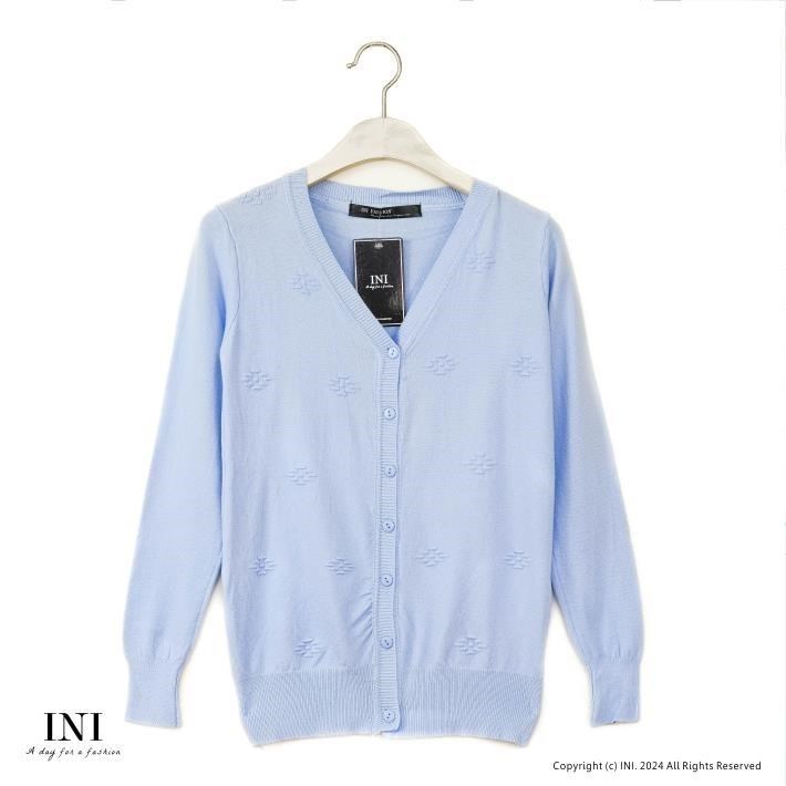【INI】四季針織、穿搭舒適針織外套．水藍色