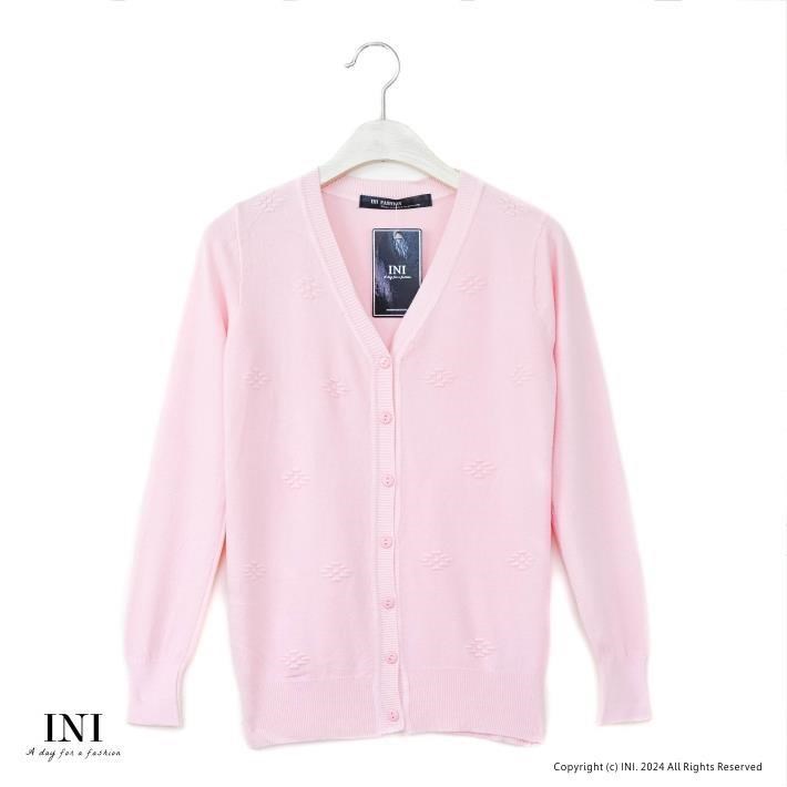 【INI】四季針織、穿搭舒適針織外套．粉色