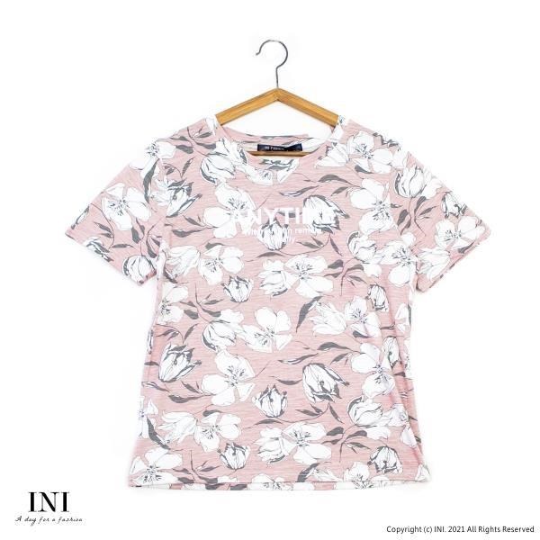 【INI】好感版型、好感設計花漾上衣．粉色