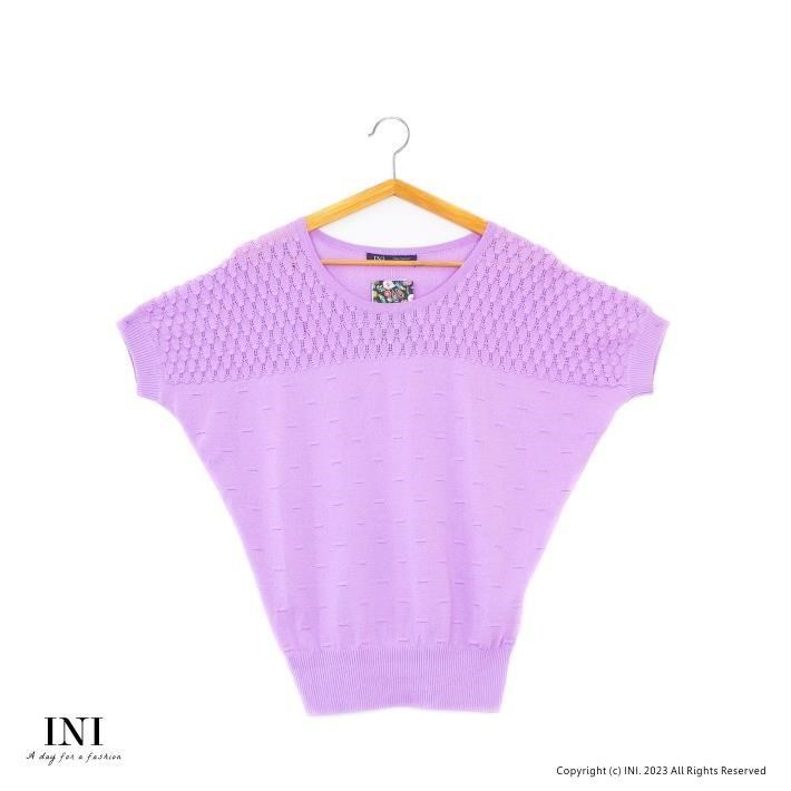 【INI】優雅質感、專櫃細膩造型雅緻針織上衣．紫色
